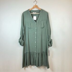Nanette Lepore Bohemian Sage Roll Sleeve Mini Dress Size 12 NWT